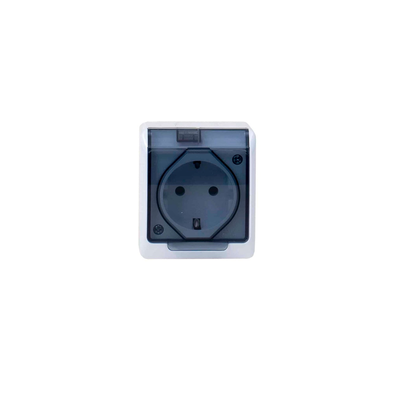 Priza simpla cu capac transparent, 16A/250V, IP44, alb