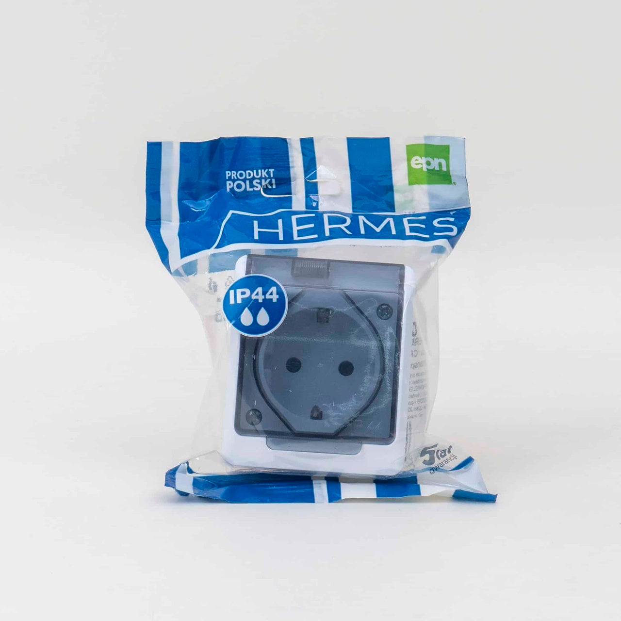 Priza simpla cu capac transparent, 16A/250V, IP44, alb