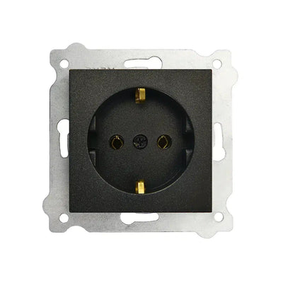 Priza simpla incastrata 16A 250V SCHUKO neagra, dimensiuni 7.5x7.5 cm
