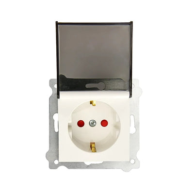 Priza simpla incastrata cu capac, 16A 250V, SCHUKO, culoare alba