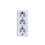 Priza tripla 16A, 250V, dimensiuni 150x65x40 mm, culoare alb
