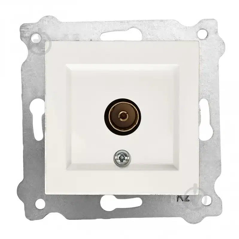 Priza TV incastrata alb, dimensiuni 7.5x7.5 cm
