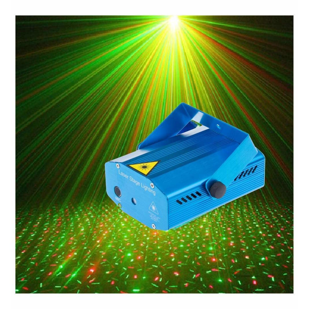 Proiector 3D Laser LED cu Jocuri de Lumini, 2 Culori si Senzor de Sunet, Iluminare pe Ritmul Muzicii
