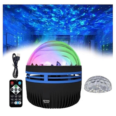 Proiector Aurora 2-in-1, lumini nordice si valuri oceanice, 14 culori