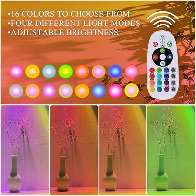 Proiector cu lampa, efect de apus de soare, cu 16 culori si 4 moduri de iluminare, cu aplicatie si telecomanda, control de la distanta, multicolor