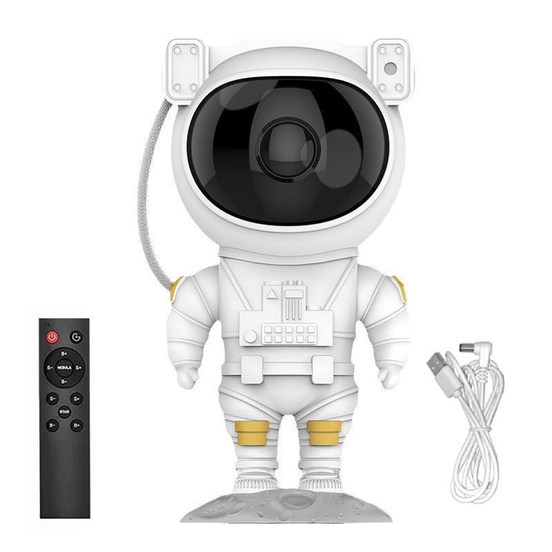 Proiector de stele Astronaut, copii si adulti, LED, Telecomanda, reglare 360º, Alb