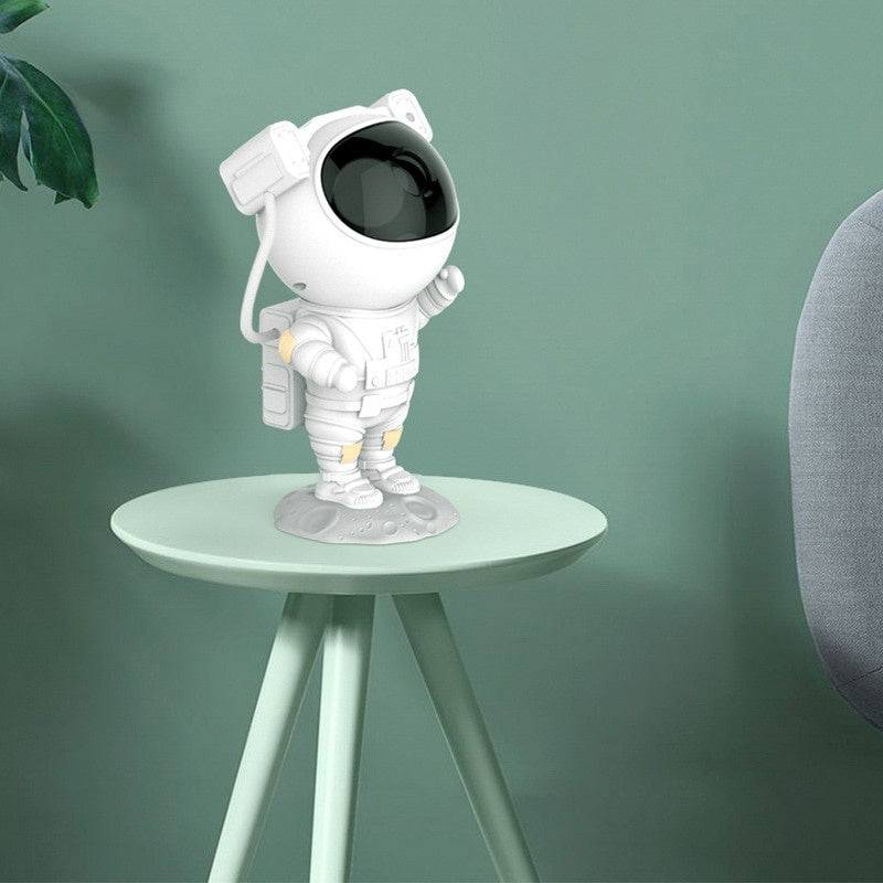 Proiector de stele Astronaut, copii si adulti, LED, Telecomanda, reglare 360º, Alb