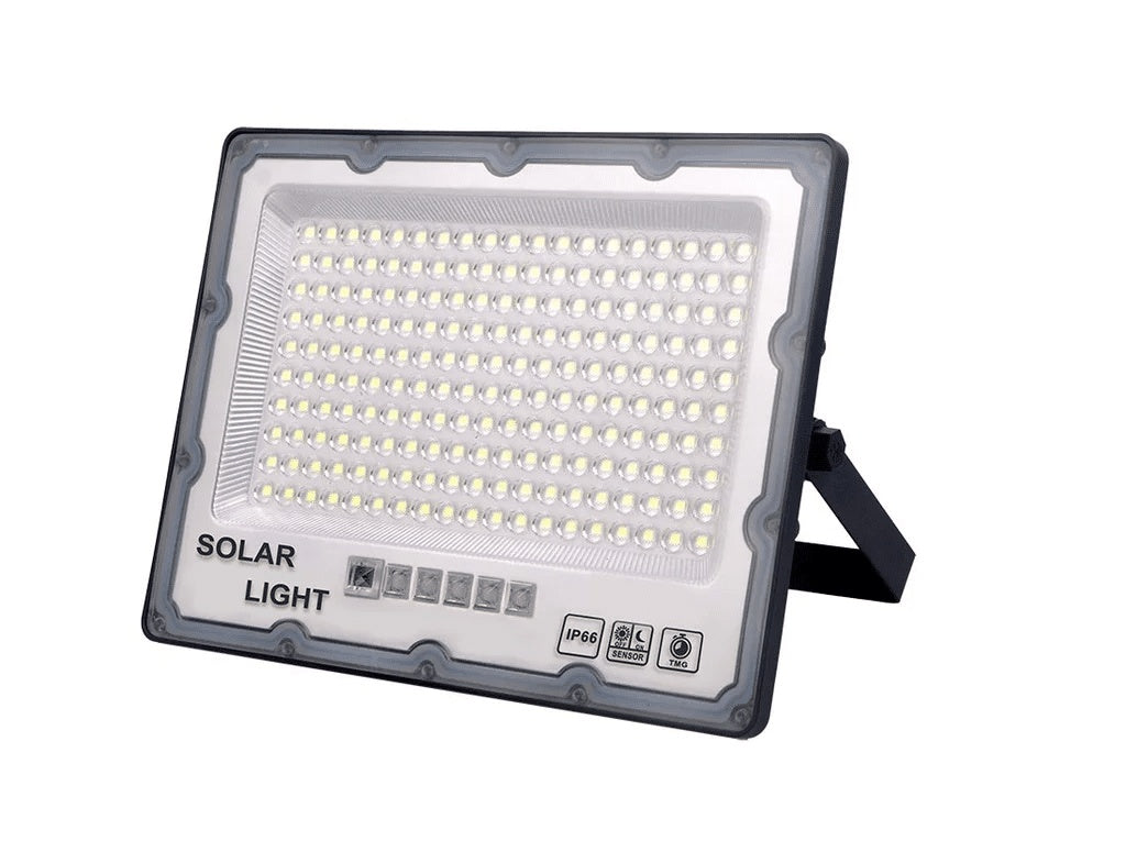 Proiector exterior cu panou solar 100W, doua corpuri de iluminat, rezistent la intemperii