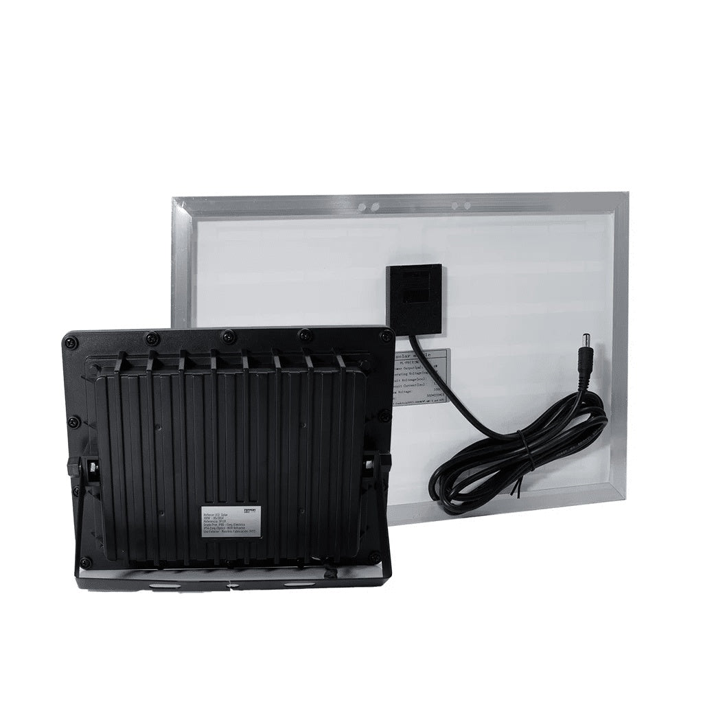 Proiector exterior cu panou solar 100W, doua corpuri de iluminat, rezistent la intemperii