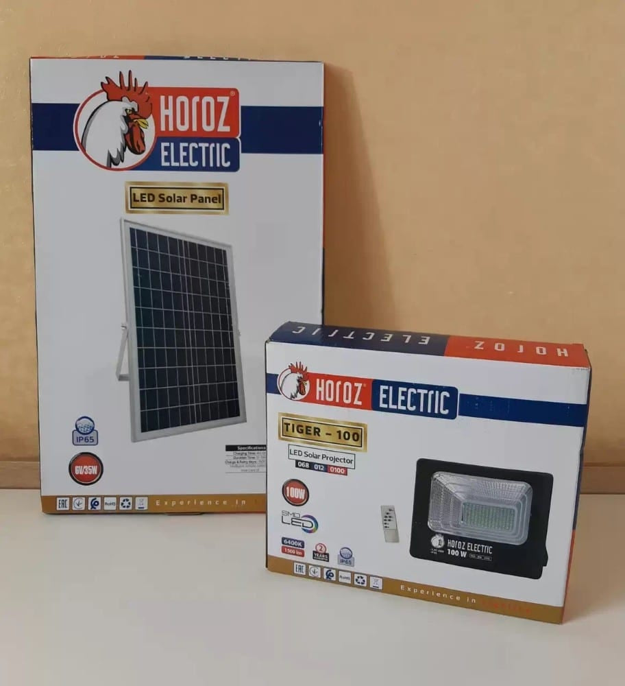Proiector LED 100W cu panou solar, lumina 6400K, 1500 lm, IP65, telecomanda inclusa