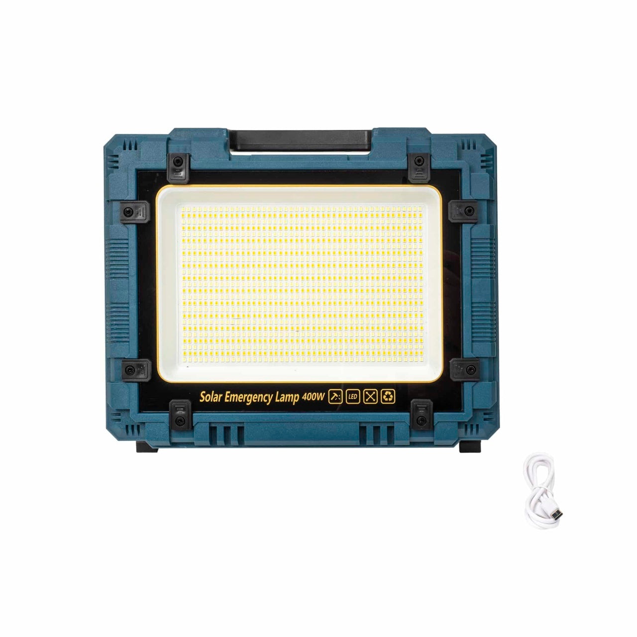 Proiector LED 400W cu incarcare solara si USB, panou incorporabil si detasabil