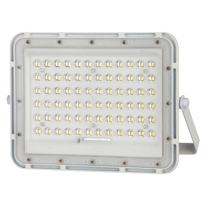 Proiector LED cu incarcare solara, 15W, 1200lm, lumina rece, 6400K, telecomanda, maner de transport, gri