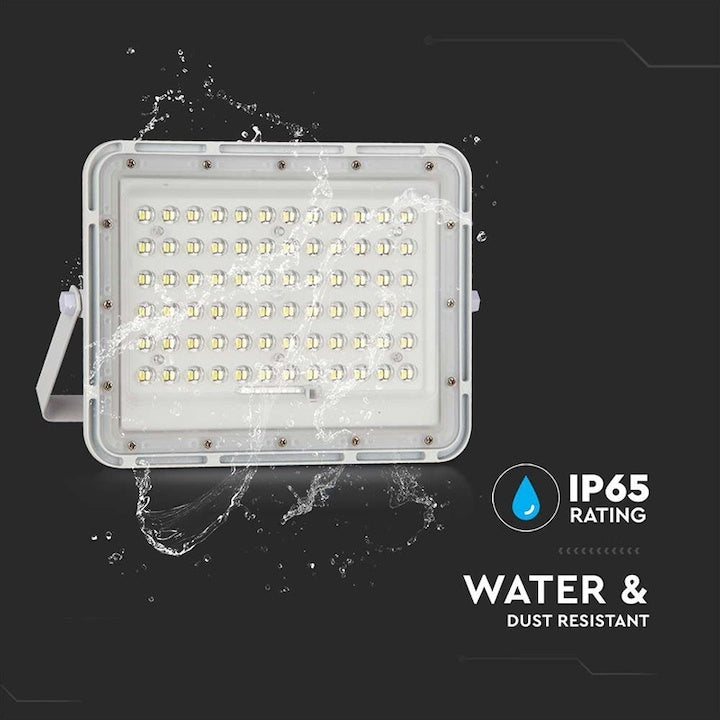 Proiector LED cu incarcare solara, 15W, 1200lm, lumina rece, 6400K, telecomanda, maner de transport, gri