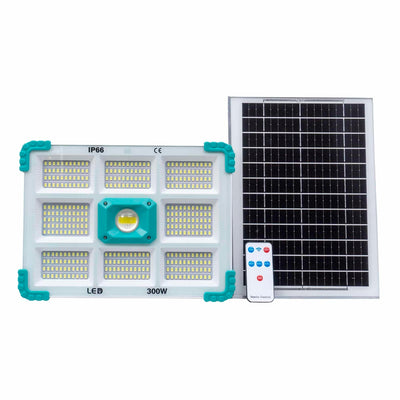 Proiector LED cu incarcare solara, 300W, 374 LED-uri, telecomanda, IP66