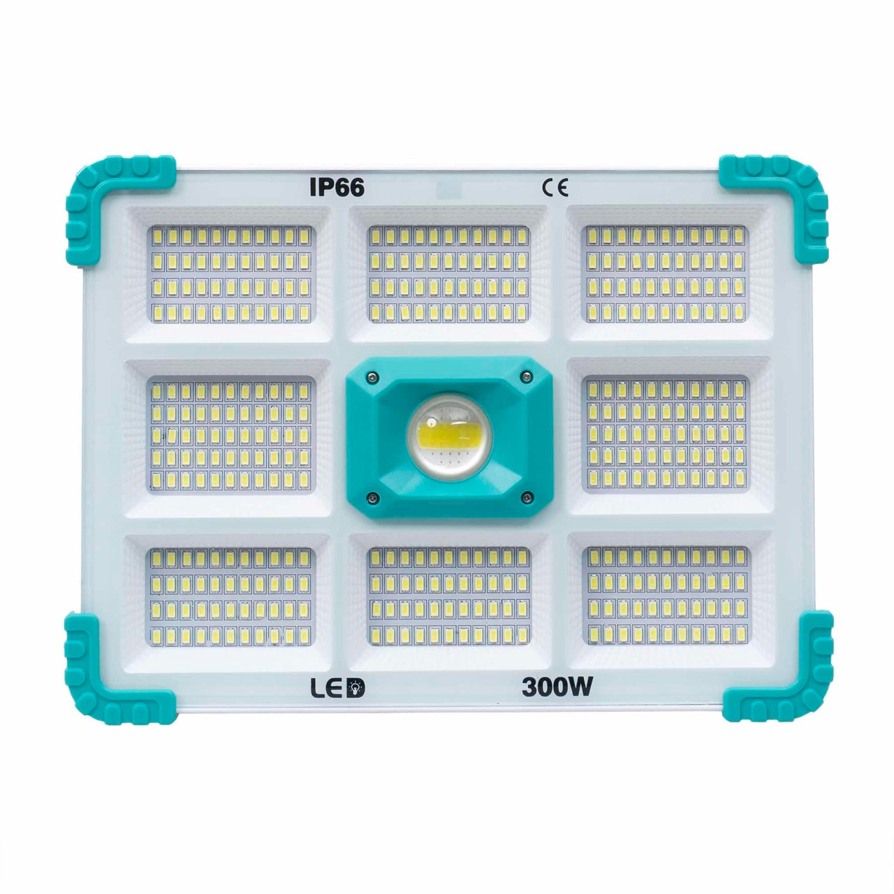 Proiector LED cu incarcare solara, 300W, 374 LED-uri, telecomanda, IP66