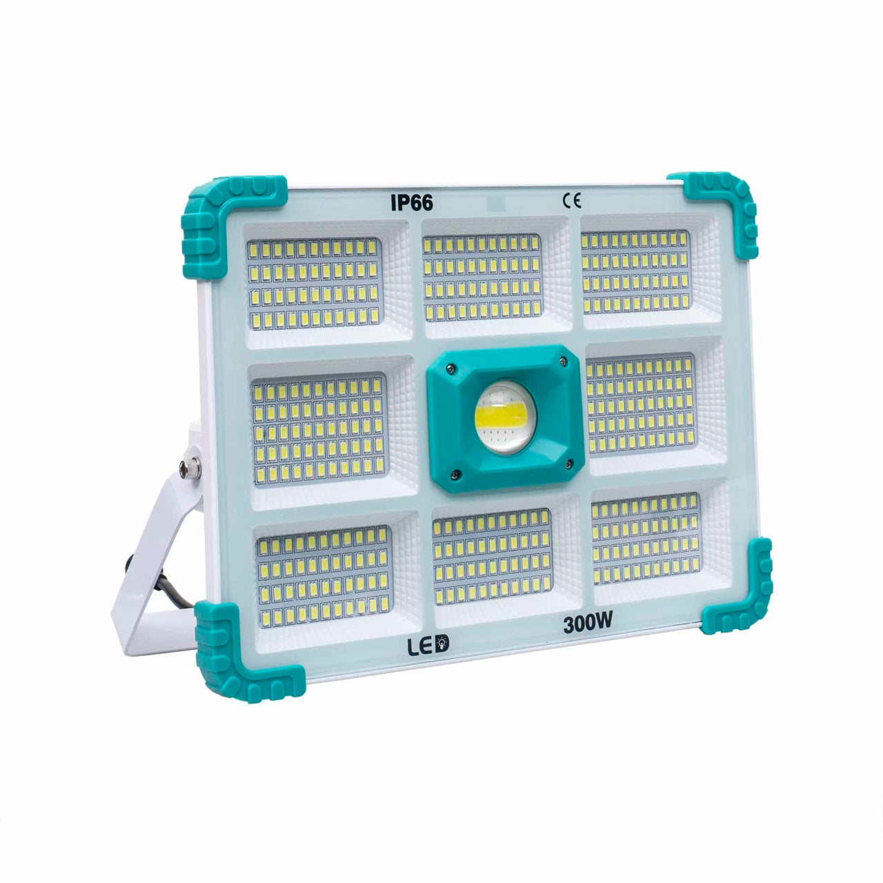 Proiector LED cu incarcare solara, 300W, 374 LED-uri, telecomanda, IP66
