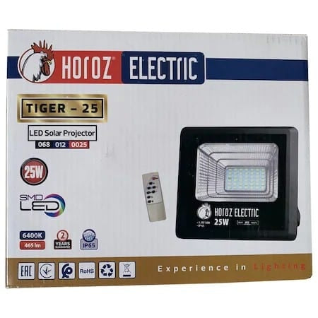 Proiector LED solar 25W, 465lm, 6400K, IP65, cu telecomanda si panou solar 12W