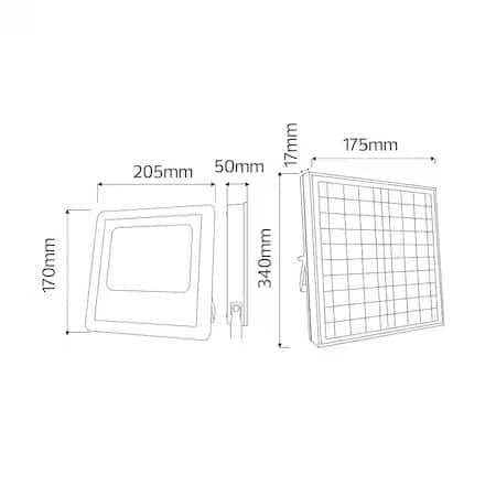 Proiector LED solar 25W, 465lm, 6400K, IP65, cu telecomanda si panou solar 12W