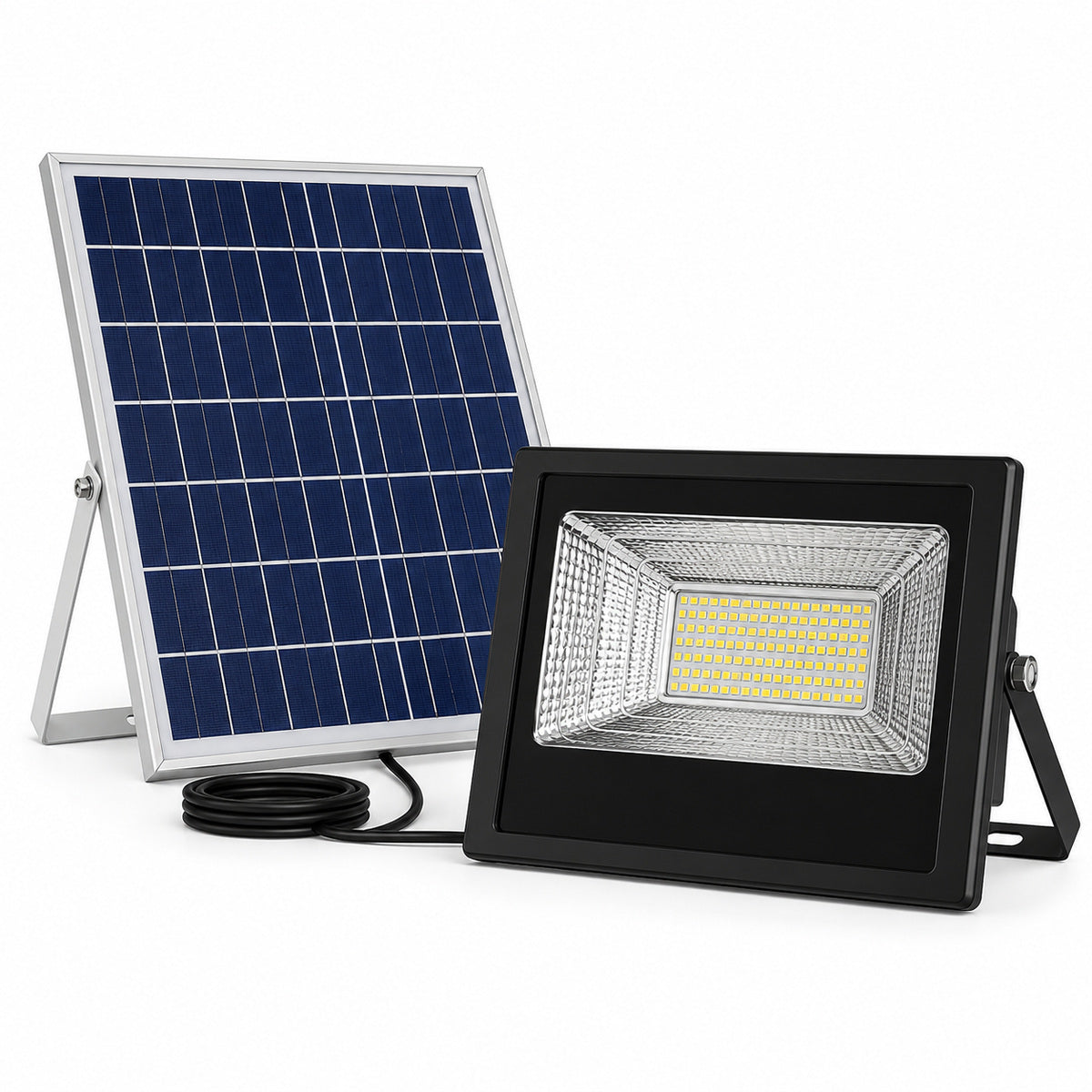 Proiector LED Solar Putere Mare cu Panou Separat și Telecomandă, Negru – imagine principală