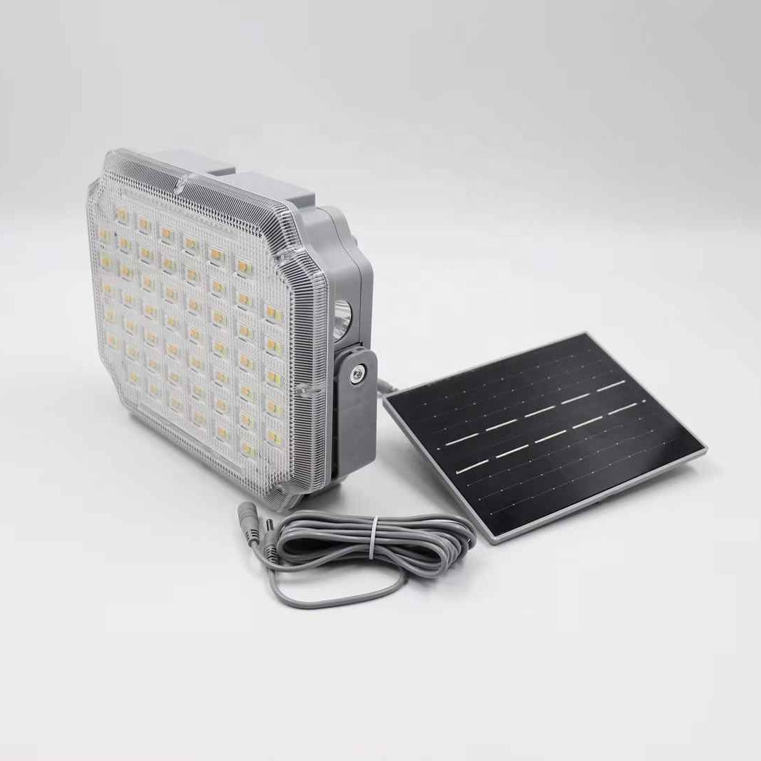 Proiector lumina solar, portabil, cu maner de transport/agatare, iluminat LED, IP65, 3 tonuri de lumina, gri