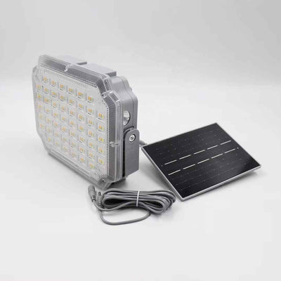 Proiector lumina solar, portabil, cu maner de transport/agatare, iluminat LED, IP65, 3 tonuri de lumina, gri