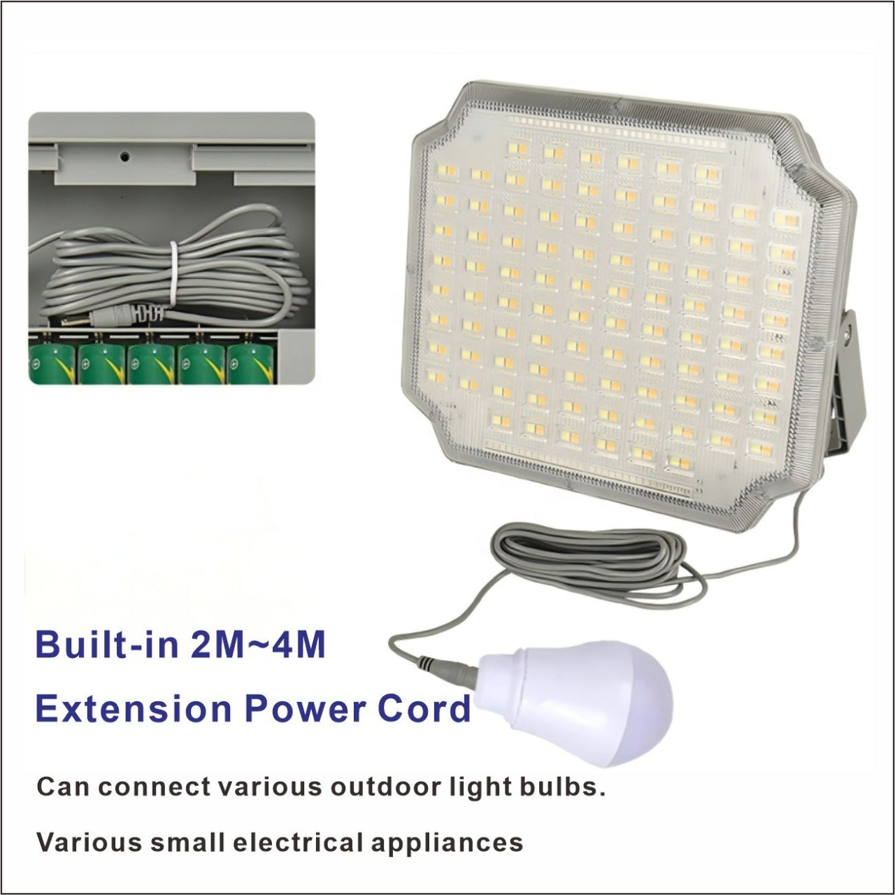 Proiector lumina solar, portabil, cu maner de transport/agatare, iluminat LED, IP65, 3 tonuri de lumina, gri