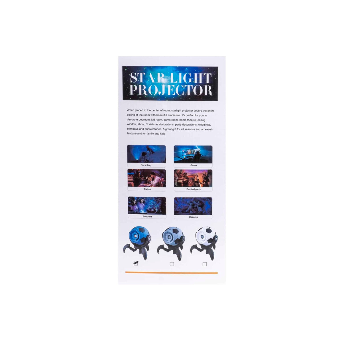 Proiector minge LED galaxie cu proiectie pe perete, albastru, portabil si reincarcabil