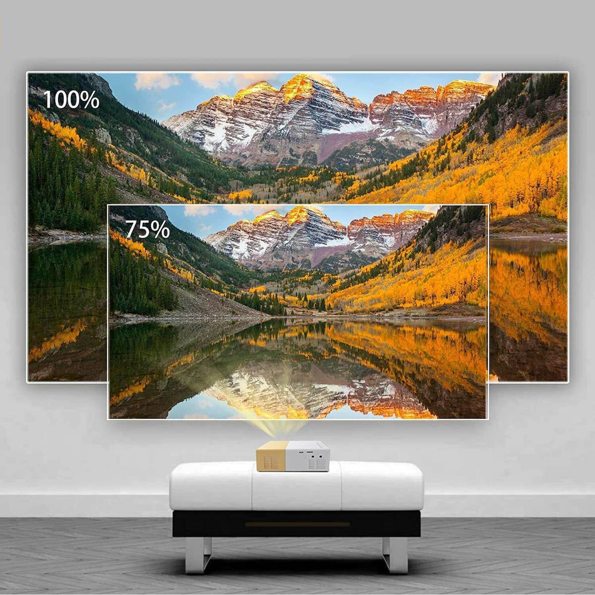 Proiector mini LED portabil, 1080P, HDMI, USB, set cu telecomanda, 800x480cm
