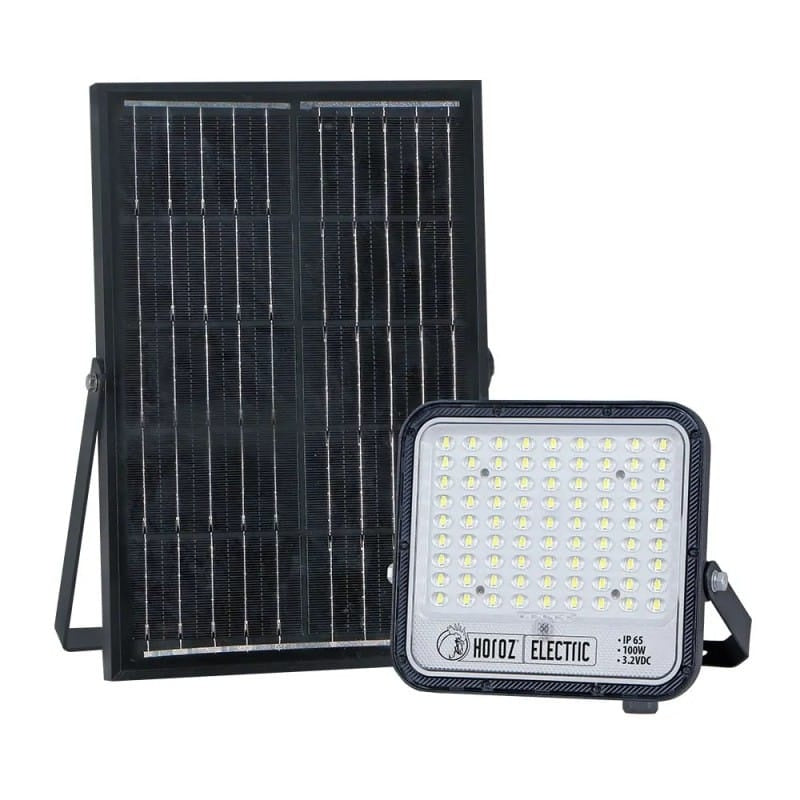 Proiector solar LED 100W cu senzor crepuscular si incarcare solara, IP65