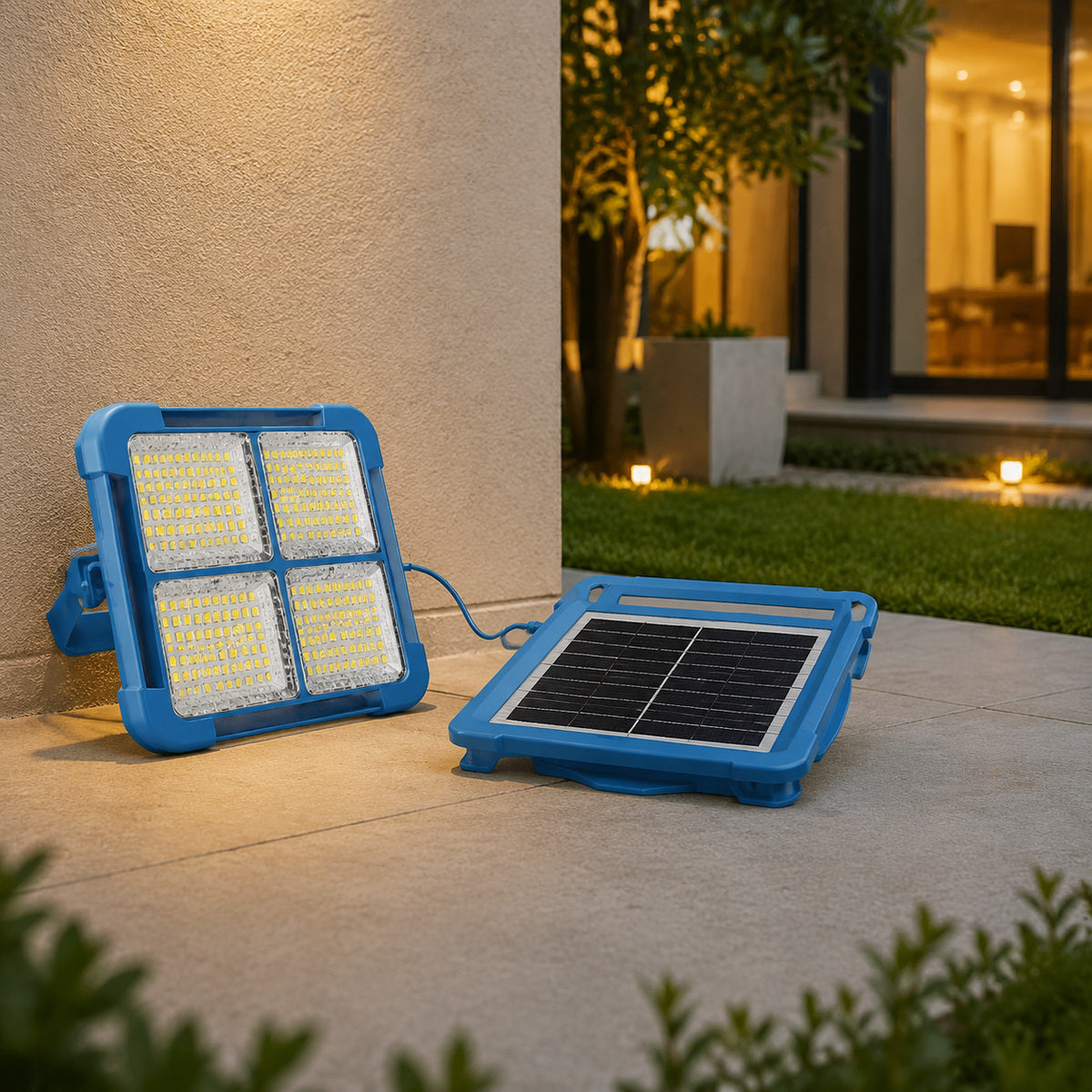 Proiector Solar LED cu Panou Separat și Cablu, Albastru – imagine comercială