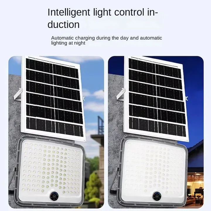 Proiector Solar LED Exterior, 400W, IP65, cu Panou Separat, cu Senzor de Mișcare