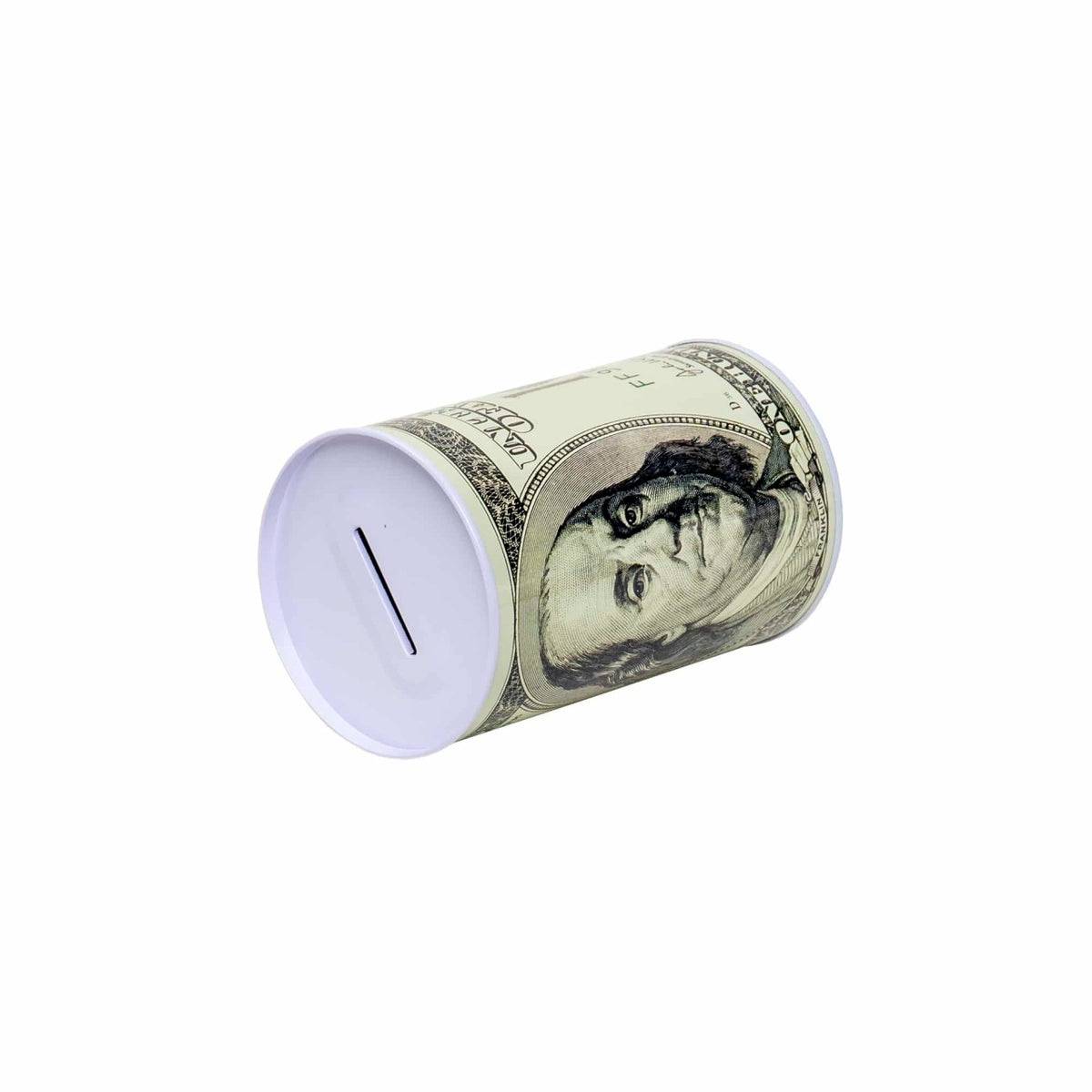 Pusculita metalica cu bancnota 100 dolari, 13x8 cm