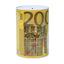 Pusculita metalica cu bancnota 200 euro, dimensiuni 22x15 cm