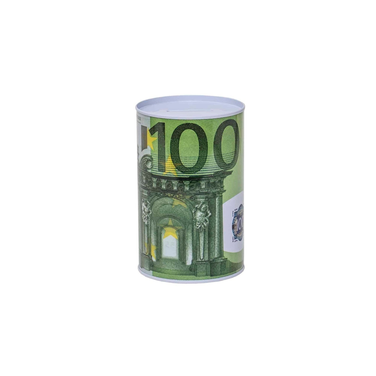Pusculita metalica cu bancnota de 100 euro, 13x8 cm