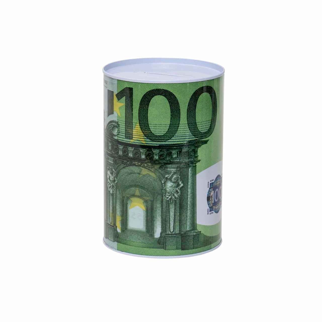 Pusculita metalica cu bancnota de 100 euro, 15x10 cm