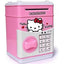 Pusculita pentru copii, Hello Kitty, cu functie ATM, cod pin si seif, roz/alb