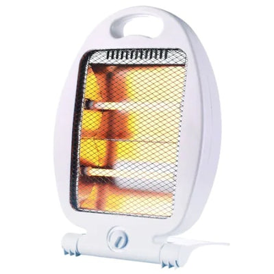 Radiator incalzitor cu quartz, putere 800W, cu termostat si indicator luminos de functionare, 2 trepte de putere, grila de siguranta, cu 2 elementi, maner pentru transport, alb