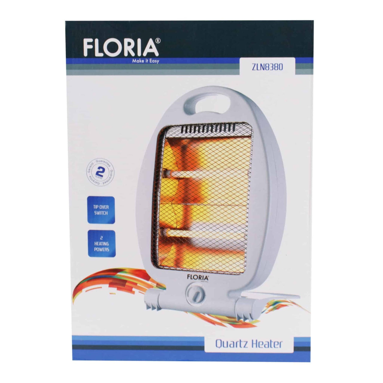 Radiator portabil cu 2 tuburi quartz, 2 trepte incalzire, 800W, protectie rasturnare