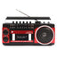 Radio casetofon portabil, cu caseta si Bluetooth, cu funcție de înregistrare si derulare, mufa casti, rosu/negru