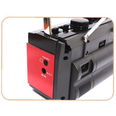 Radio casetofon portabil, cu caseta si Bluetooth, cu funcție de înregistrare si derulare, mufa casti, rosu/negru