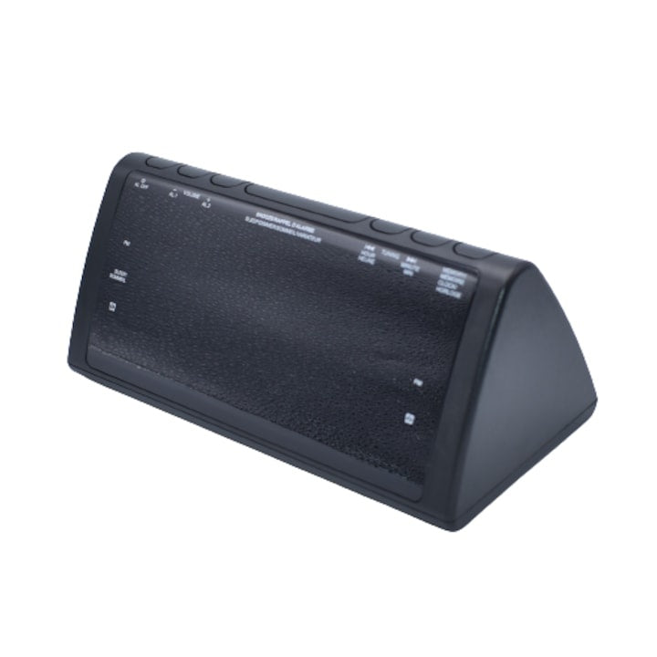 Radio cu ceas, ecran LED rosu, radio FM, 1 USB, 5v, 1A, alarma dual, afisaj mare, negru