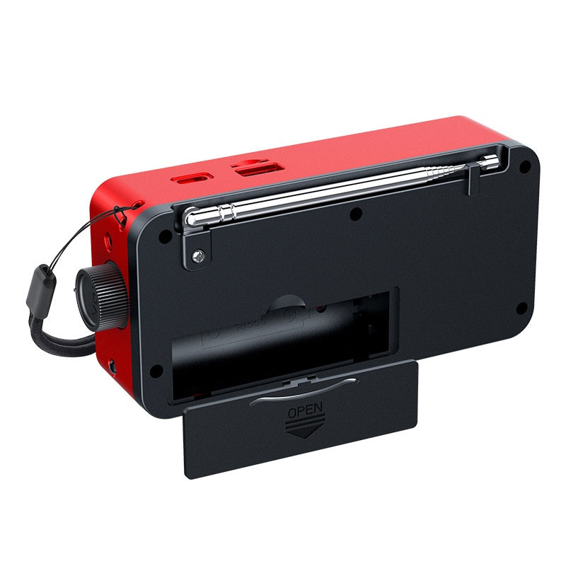 Radio portabil, bluetooth, AM/FM/SW, afisaj digital LED, suport card TF, USB, mufa pentru casti de 3, 5 mm, buton multifunctional, rosu/negru