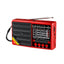 Radio portabil, cu incarcare solara, 5W, Bluetooth, USB, TF/ AM/ FM/ SW1-6, lanterna led, rosu