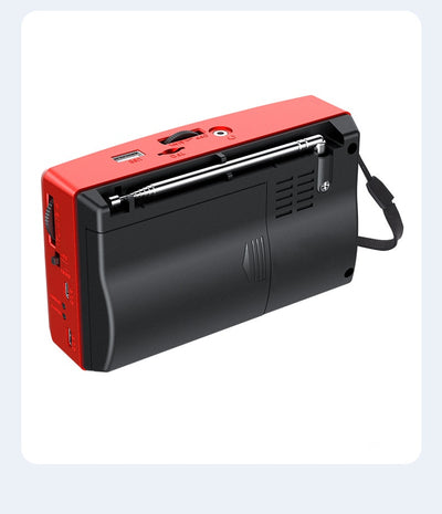 Radio portabil, cu incarcare solara, 5W, Bluetooth, USB, TF/ AM/ FM/ SW1-6, lanterna led, rosu