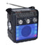 Radio portabil, cu lanterna, incarcare solara si baterii, fara fir, cu jocuri de lumini, putere 5W, conectivitate AUX, USB, AM/FM/SW cu 3 benzi, panou solar, negru