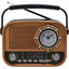 Radio portabil cu player MP3 USB si TF, cu 3 benzi, functie ceas, incarcare Type-C, baterie reincarcabila incorporata, maro