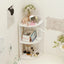 Raft de colt, multifunctional, pentru birou, baie, cu 2 etajere, dimensiuni 60x24x24cm, din MDF, alb