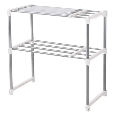 Raft extensibil, multifunctional, pentru bucatarie, baie, dormitor, din metal si plastic, eco-friendly, instalare usoara, alb/argintiu