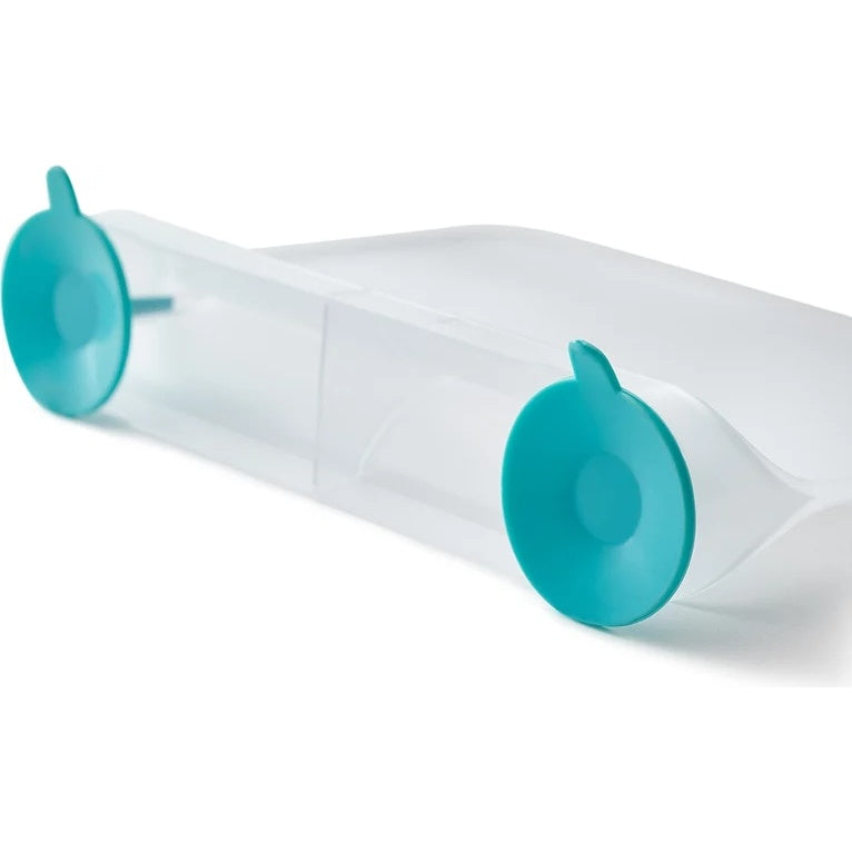 Raft organizator pentru frigider, din plastic rezistent, cu ventuze de prindere din silicon, dimensiuni 20x15x5 cm, transparent