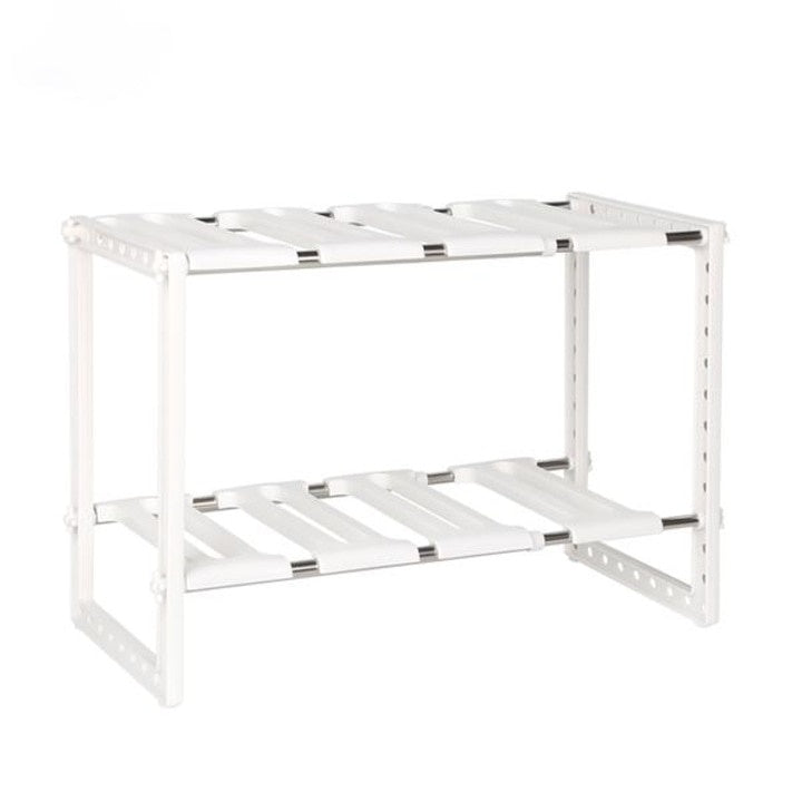 Raft pentru bucatarie cu 2 etaje, ajustabile, din metal si plastic, usor de curatat, alb